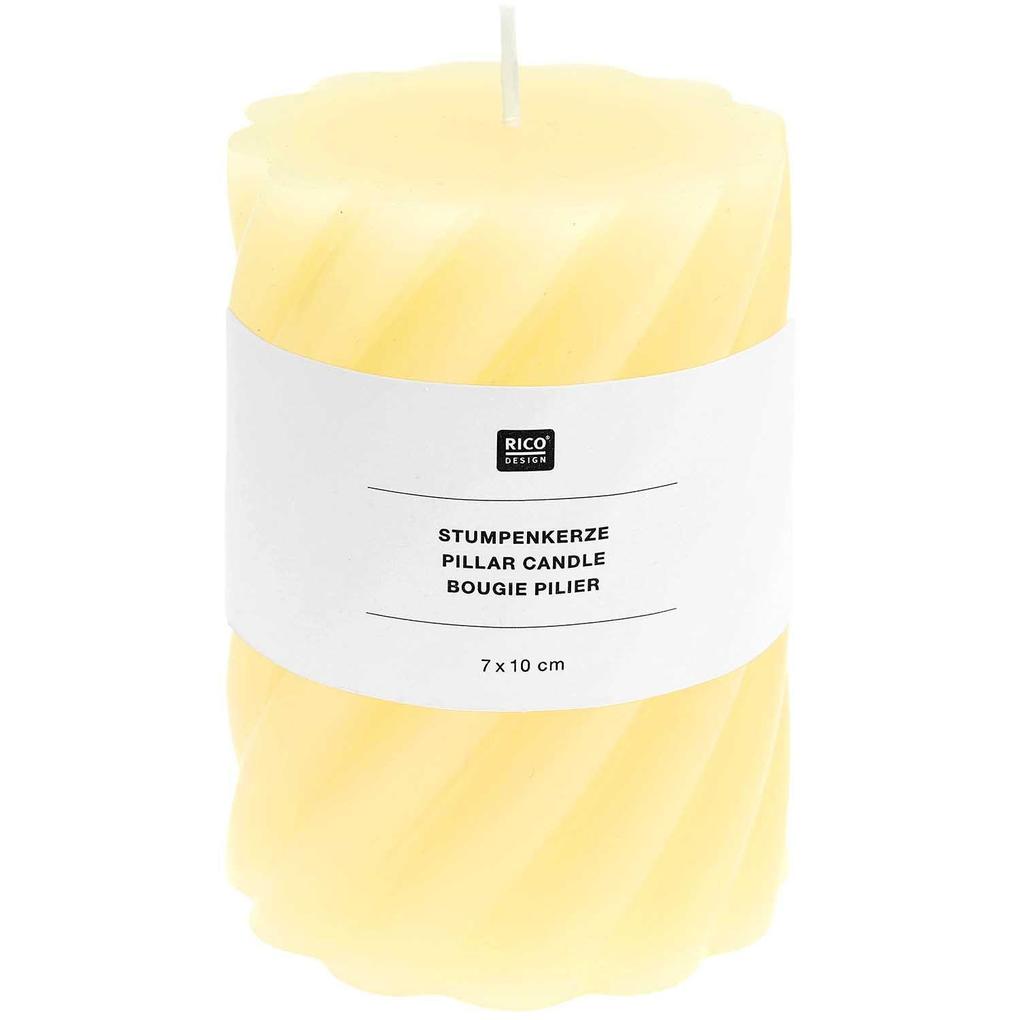 Stumpenkerze 'Spiral' Gelb 7x10 cm 300 g Brenndauer: 30h