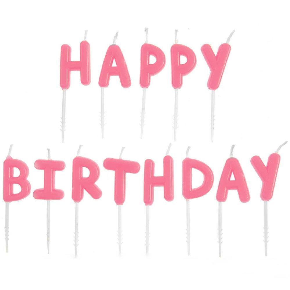 Kerzen Happy Birthday Neon Pink