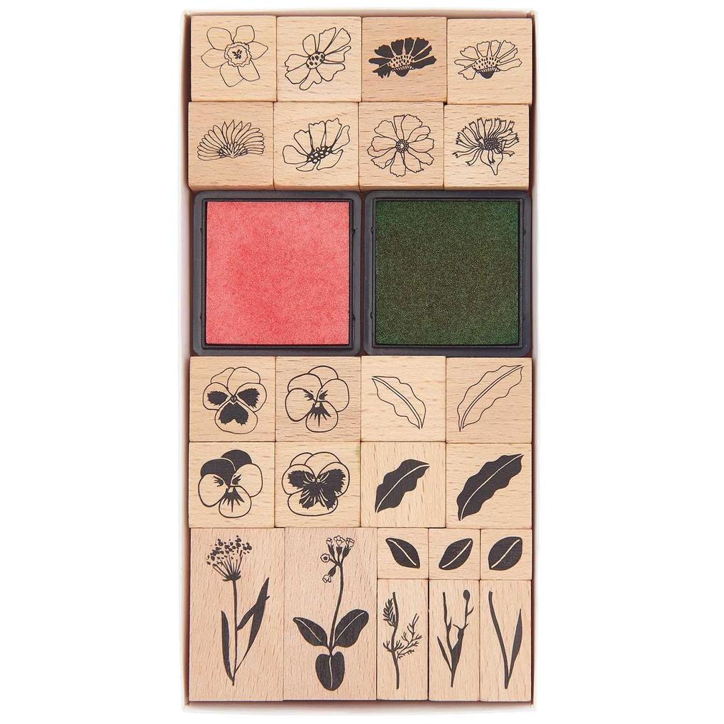 Stempelset Futschikato Blumen FSC 100% 24 Stempel 2 Stempelkissen