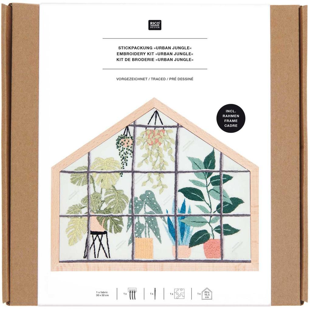 Stickpackung Vorgezeichnet Urban Jungle klein inkl. Dekostickrahmen Haus Querformat S
