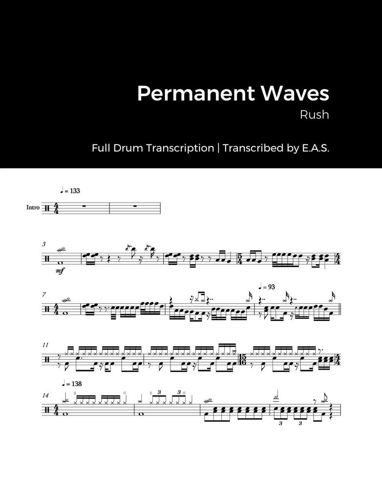 Rush - Permanent Waves (Full Album Drum Transcriptions)