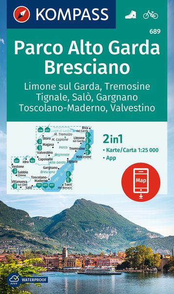 KOMPASS Wanderkarte 689 Parco Alto Garda Bresciano Limone sul Garda Tremosine Tignale Salò Gargnano Toscolano Maderno Valvestino 1:25.000