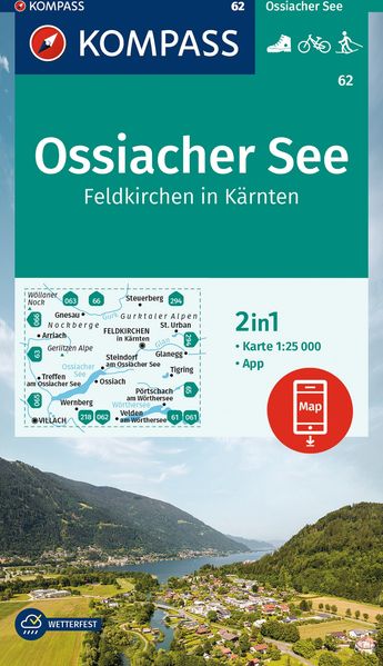 KOMPASS Wanderkarte 62 Ossiacher See Feldkirchen in Kärnten 1:25.000