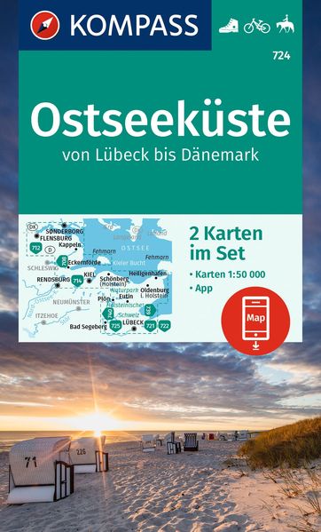 Kompass Karten GmbH Kompass Wanderkarten-Set 724 Ostseeküste Von Lübeck Bis Dänemark (2 Karten) 1, 50.000