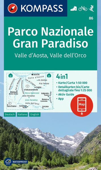 KOMPASS Wanderkarte 86 Parco Nazionale Gran Paradiso Valle d'Aosta Valle dell'Orco 1:50.000