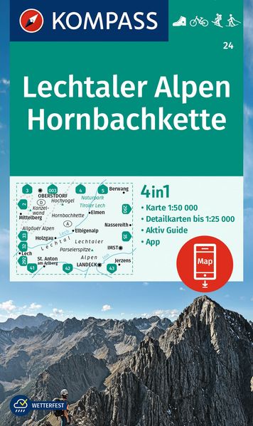 KOMPASS Wanderkarte 24 Lechtaler Alpen Hornbachkette 1:50.000