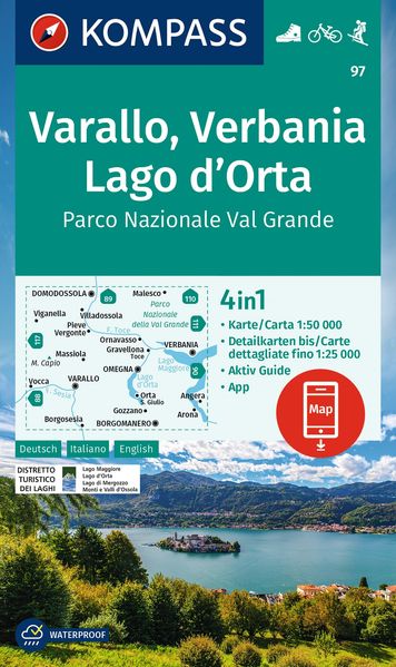 KOMPASS Wanderkarte 97 Varallo Verbania Lago d'Orta Parco Nazionale Val Grande 1:50.000