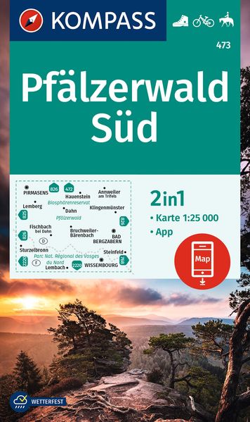 KOMPASS Wanderkarte 473 Pfälzerwald Süd 1:25.000