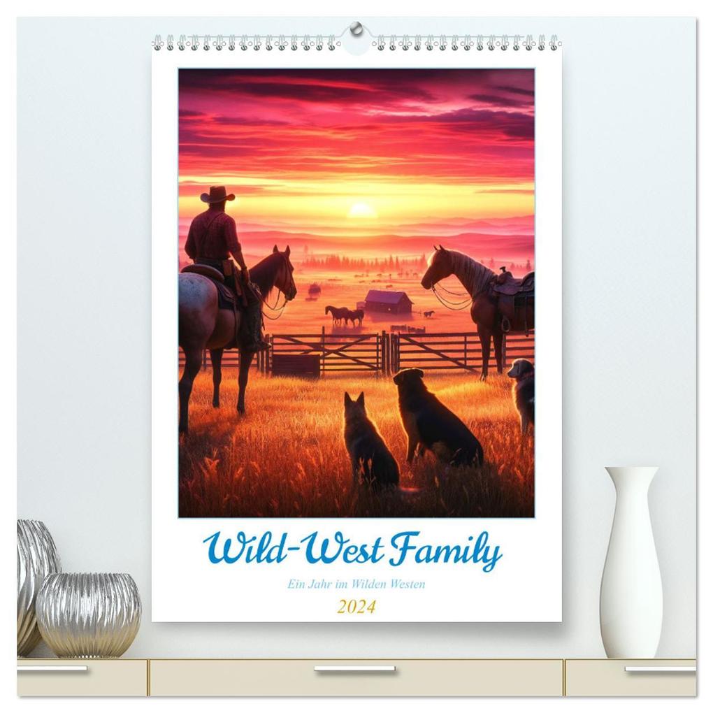 Wild-West Family - Ein Jahr im Wilden Westen (hochwertiger Premium Wandkalender 2024 DIN A2 hoch) Kunstdruck in Hochglanz