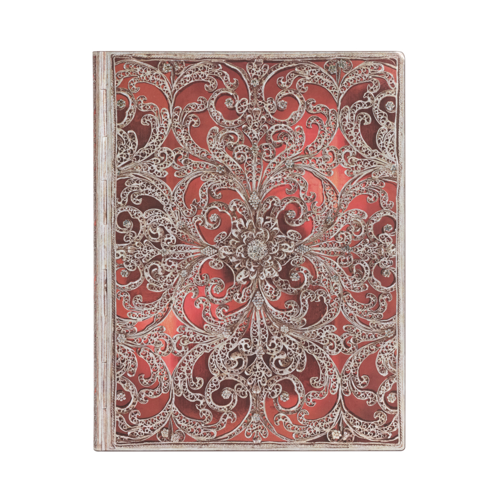 Garnet Ultra Lined Softcover Journal 176pg 100gsm by Paperblanks (Silver Filigree Collection)