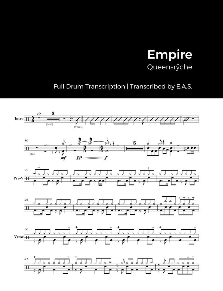 Queensrÿche - Empire (Full Album Drum Transcriptions)