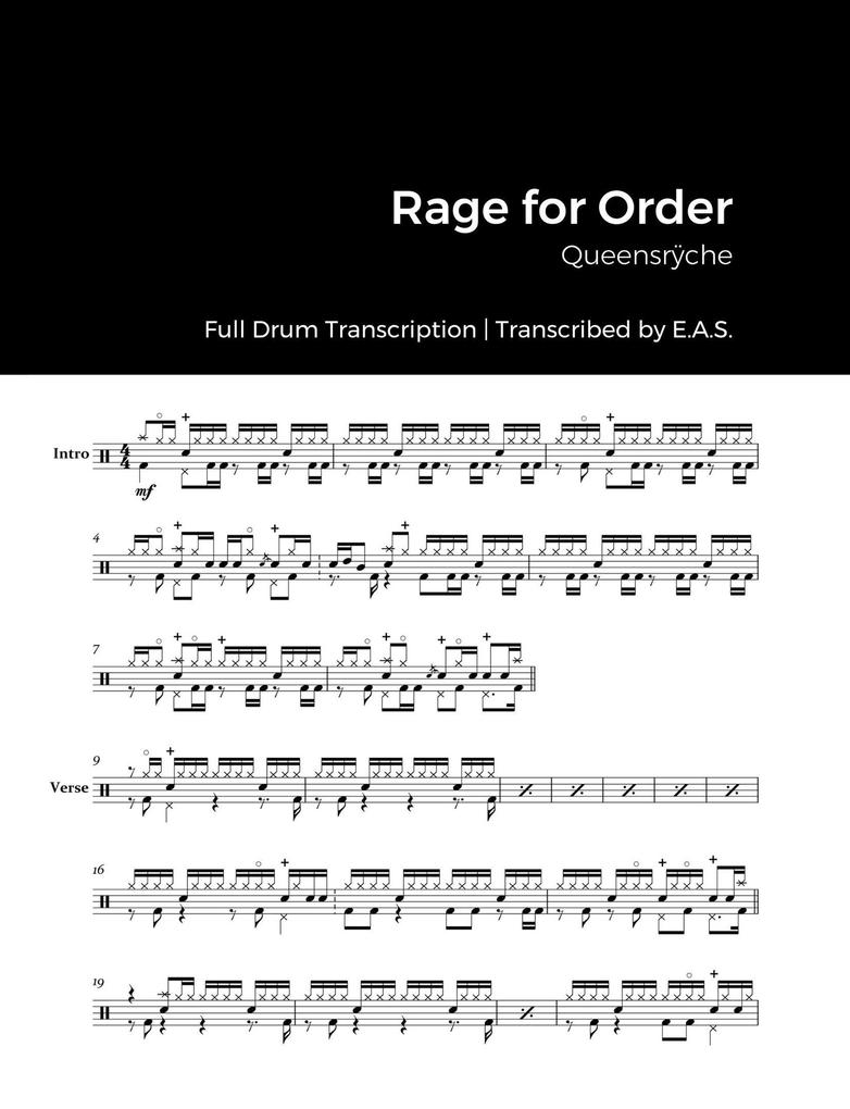 Queensrÿche - Rage for Order (Full Album Drum Transcriptions)