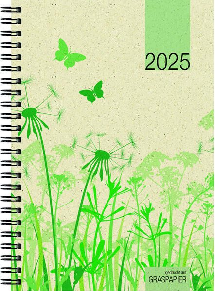 Wochenbuch Graspapier 2025 - 137x196 cm - 1 Woche auf 2 Seiten - robuster Kartoneinband - Wochenkalender - Notizheft - 759-0640