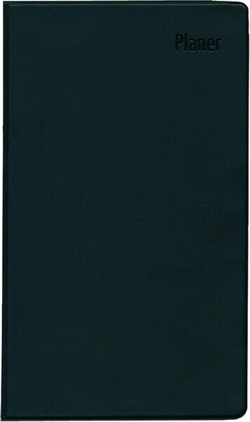 Taschenplaner schwarz 2025 - Bürokalender 95x16 cm - 32 Seiten - mit Registerschnitt - 1 Monat auf 2 Seiten - faltbar - Notizheft - 530-1020