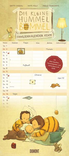 Die kleine Hummel Bommel Familienkalender 2025 - Familienplaner mit 5 Spalten - Format 22 x 495 cm - Von Britta Sabbag & Maite Kelly - Illustriert von Joëlle Tourlonias