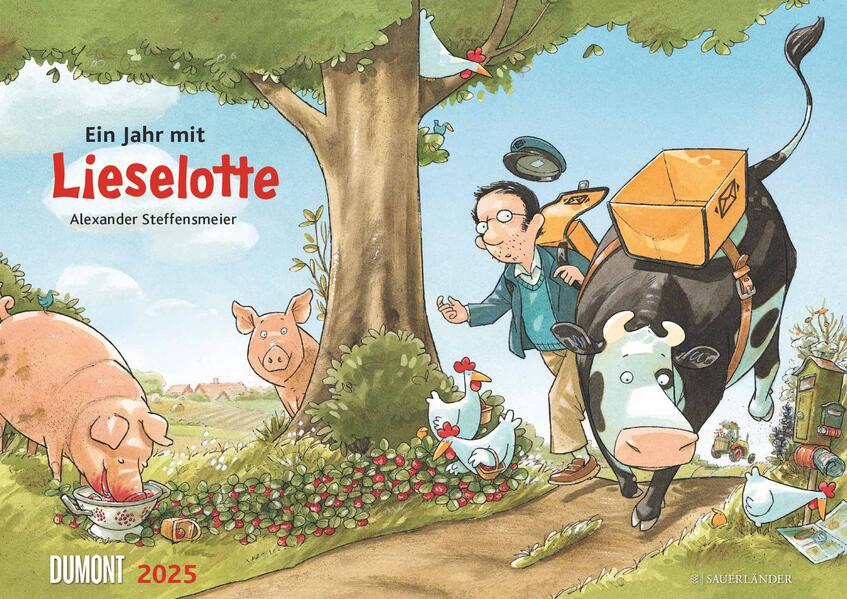 Die Kuh Lieselotte 2025 Erfunden und illustriert von Alexander Steffensmeier Wandkalender für Kinder Format 42 x 297 cm