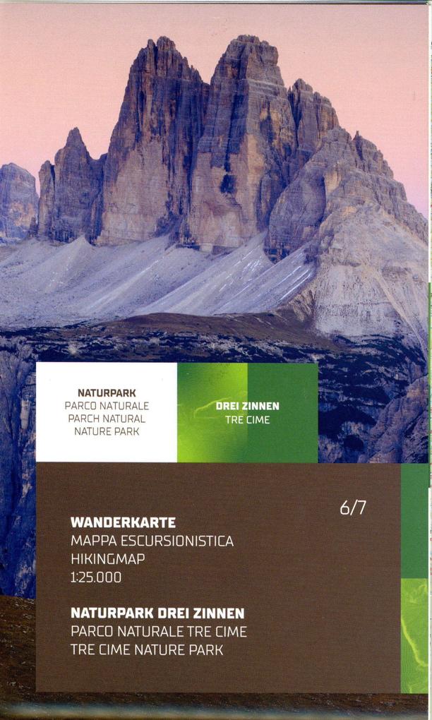 Parco naturale Tre Cime. Carta topografica per escursionisti in scala 1:25.000. Ediz. italiana inglese francese e tedesca