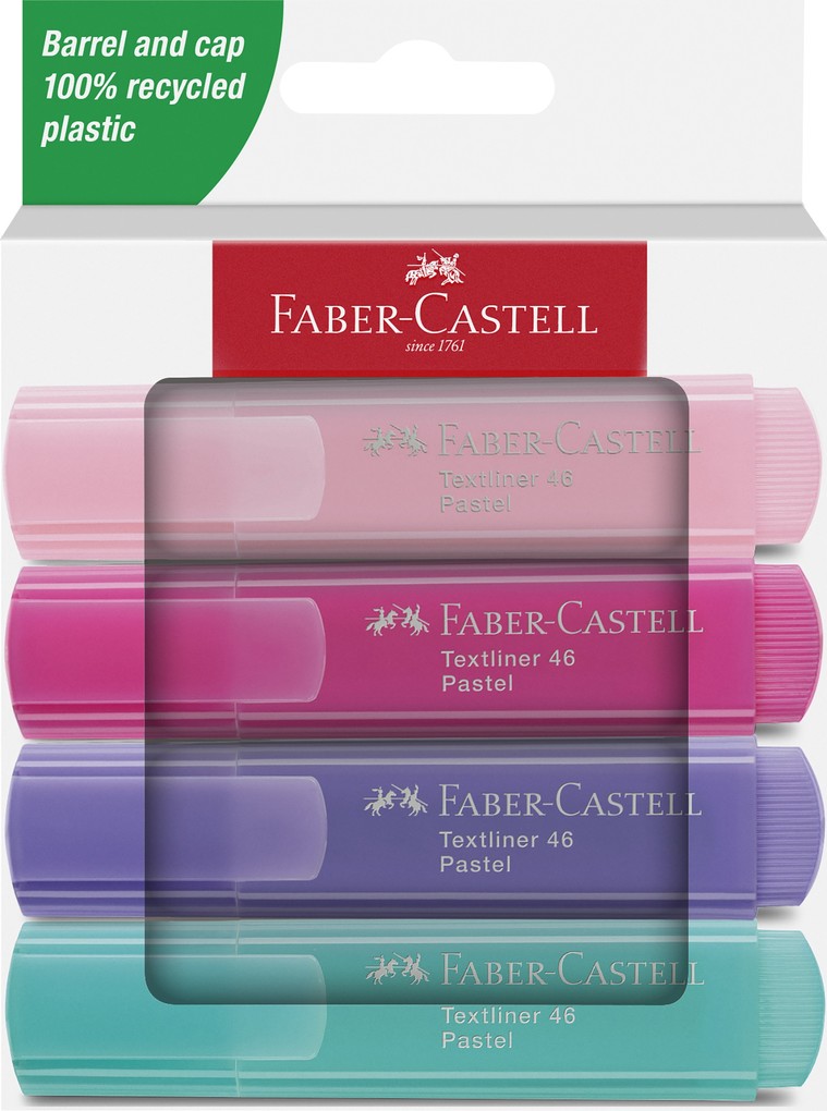 Faber-Castell Highlighter Textliner 46 Assorted Pastel Colours Pack 4