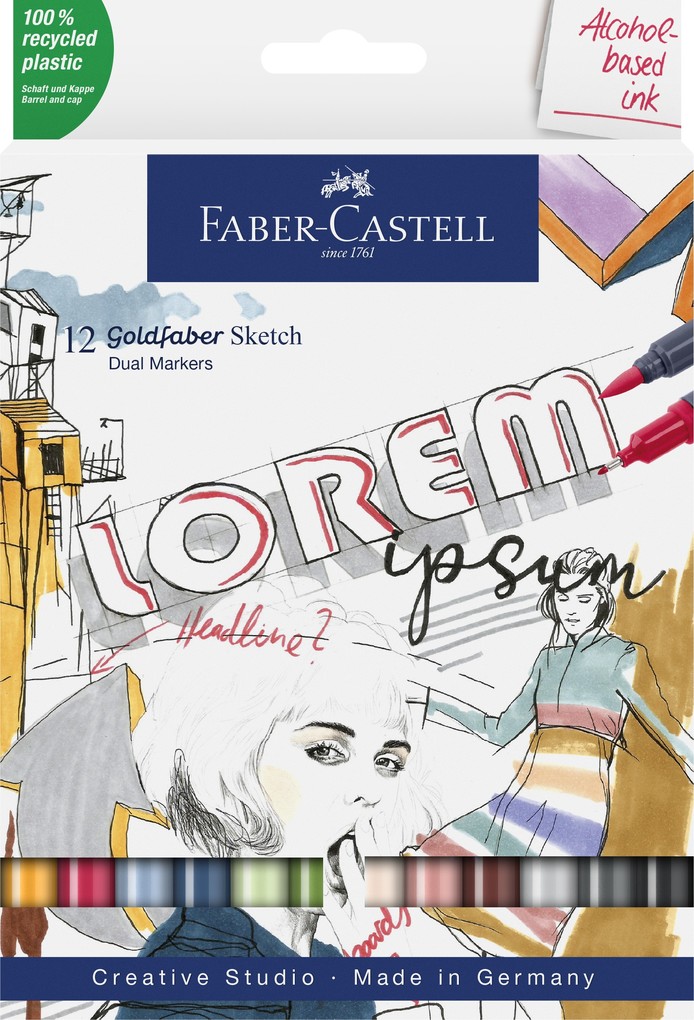 Faber-Castell Goldfaber Multicoloured Sketch Marker - Wallet of 12, none