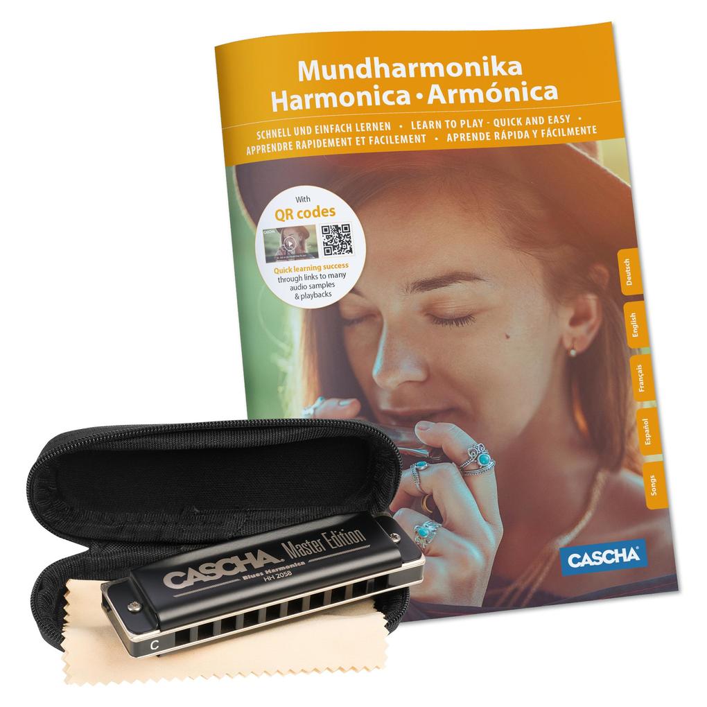 Master Edition Blues Harmonica Set (incl. 4 languages Method (DE/EN/FR/ES) case cleaning cloth)