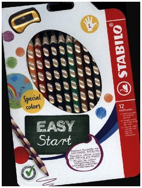 STABILO Crayon de couleur EASYcolors pour gaucher, étui de 12 + 1 taille-crayon