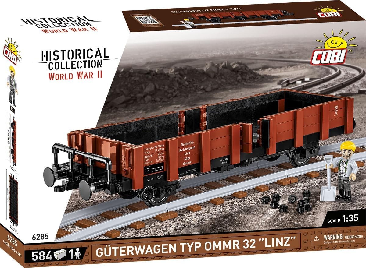COBI Historical Collection 6285 - Güterwagen Typ OMMR 32 Linz WWII Bausatz 584 Klemmbausteine