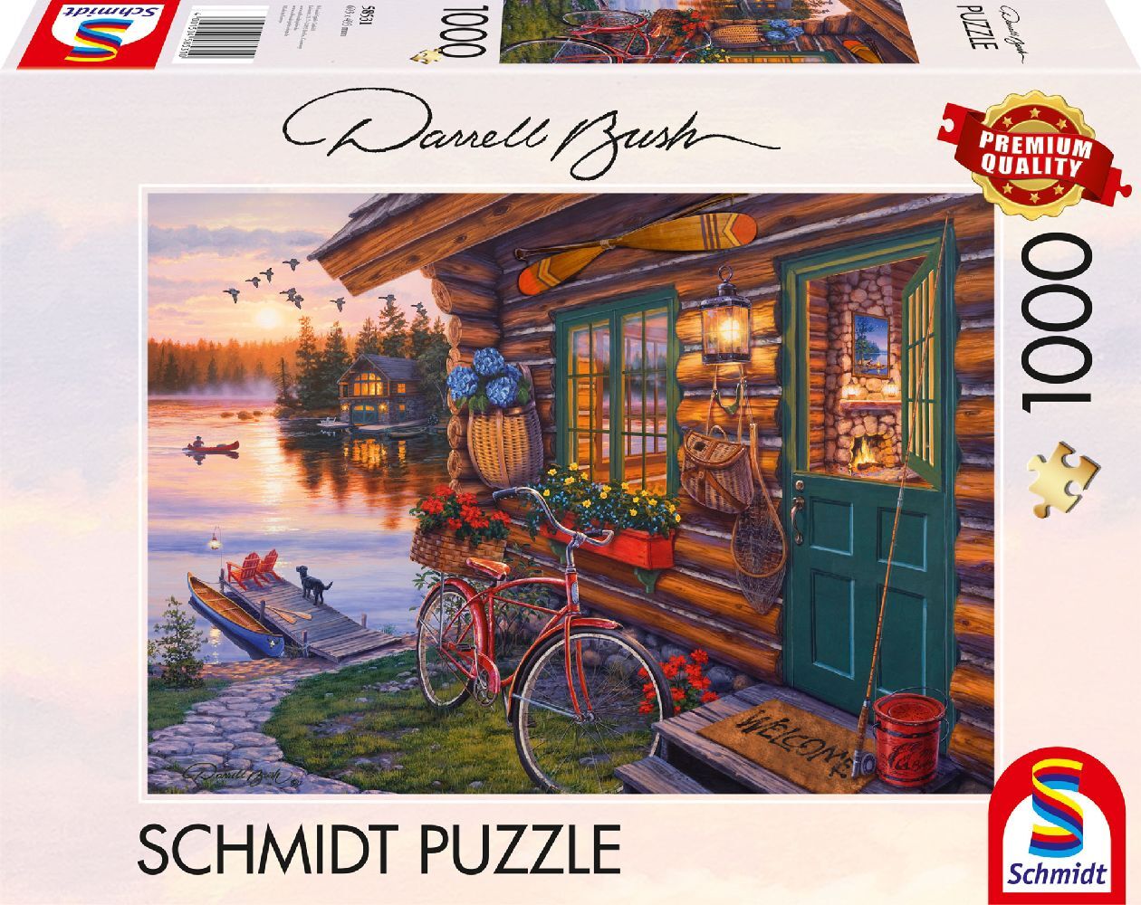 Schmidt Spiele - Darrel Bush: Seehütte mit Fahrrad 1.000 Teile