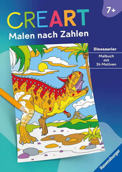 Ravensburger CreArt Malen nach Zahlen ab 7: Dinosaurier Malbuch 24 Motive