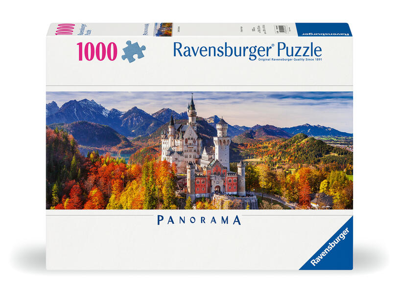 Ravensburger Puzzle 12000445 - Schloss in Bayern - 1000 Teile Puzzle für Erwachsene und Kinder ab 14 Jahren Puzzle von Schloss Neuschwanstein im Panorama-Format