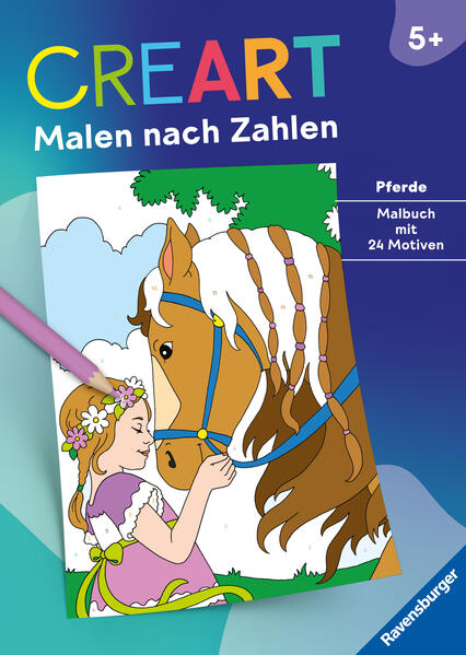 Ravensburger CreArt Malen nach Zahlen ab 5: Pferde Malbuch 24 Motive