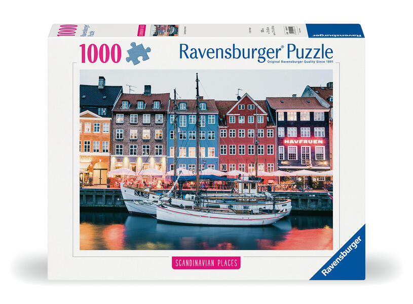 Ravensburger Puzzle Scandinavian Places 12000111 - Kopenhagen Dänemark - 1000 Teile Puzzle für Erwachsene und Kinder ab 14 Jahren