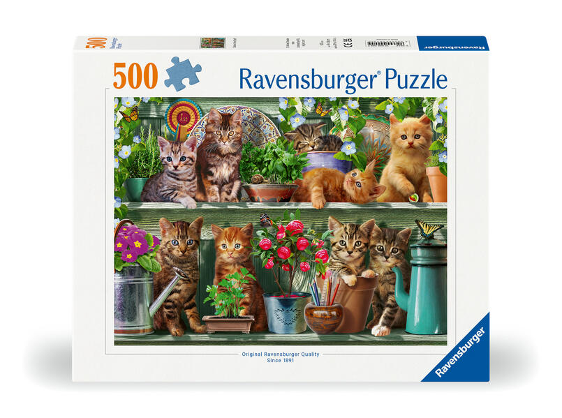 Ravensburger Puzzle 12000205 - Katzen im Regal - 500 Teile Puzzle für Erwachsene und Kinder ab 10 Jahren Tier-Puzzle mit Katzen-Motiv