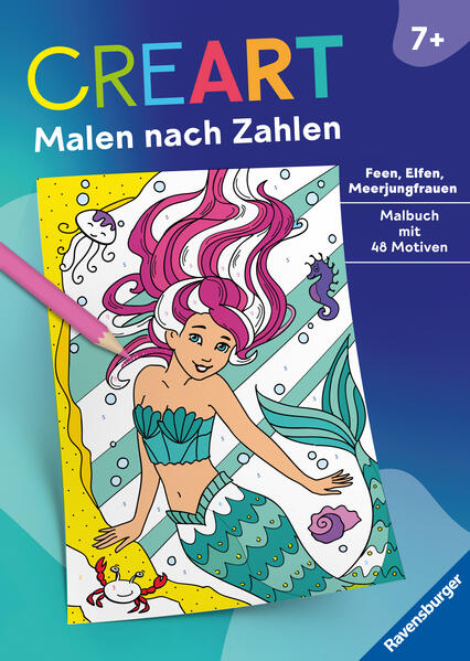 Ravensburger CreArt Malen nach Zahlen ab 7: Feen Elfen Meerjungfrauen Großes Malbuch 48 Motive