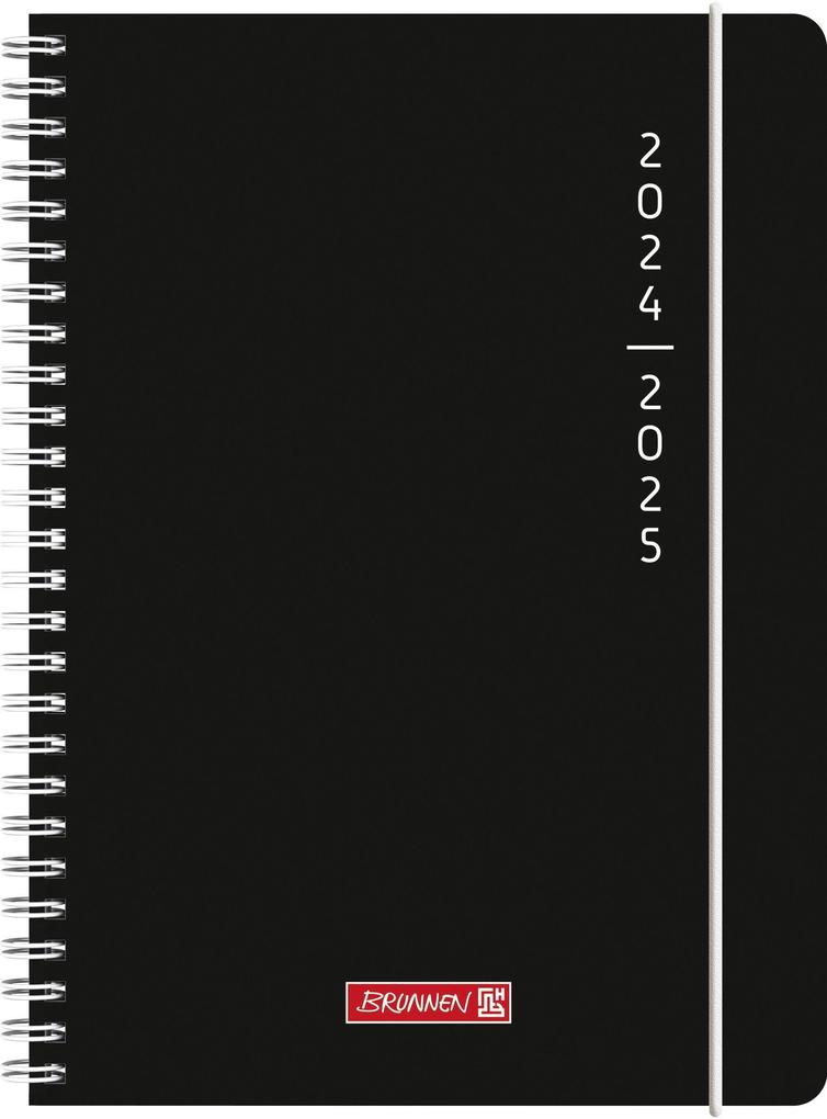 Schülerkalender 2024/2025 Plain Black 2 Seiten = 1 Woche A5 208 Seiten schwarz