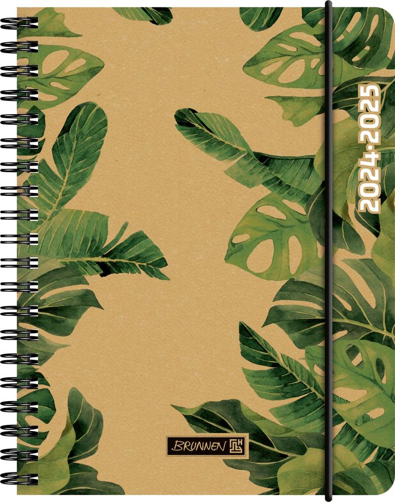 Schülerkalender 2024/2025 Jungle Leaves 2 Seiten = 1 Woche A6 208 Seiten