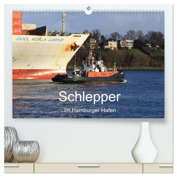 Schlepper im Hamburger Hafen (hochwertiger Premium Wandkalender 2025 DIN A2 quer) Kunstdruck in Hochglanz