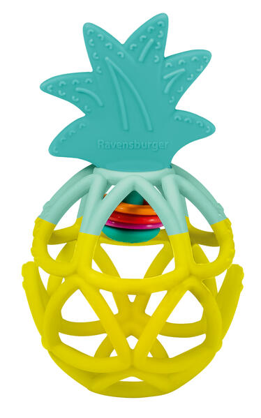 Ravensburger 4869 Play+ Rassel-Greifling: Ananas Zahnungshilfe Silikon Baby-Spielzeug ab 0 Monate