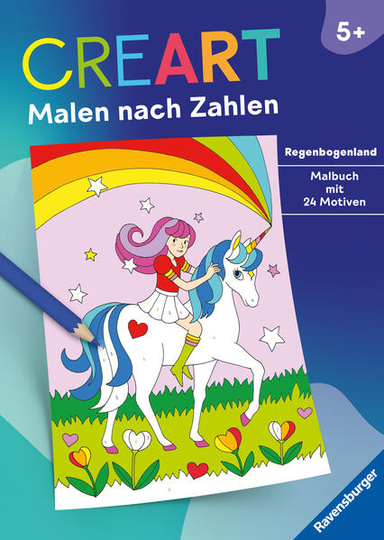 Ravensburger CreArt Malen nach Zahlen ab 5: Regenbogenland Malbuch 24 Motive