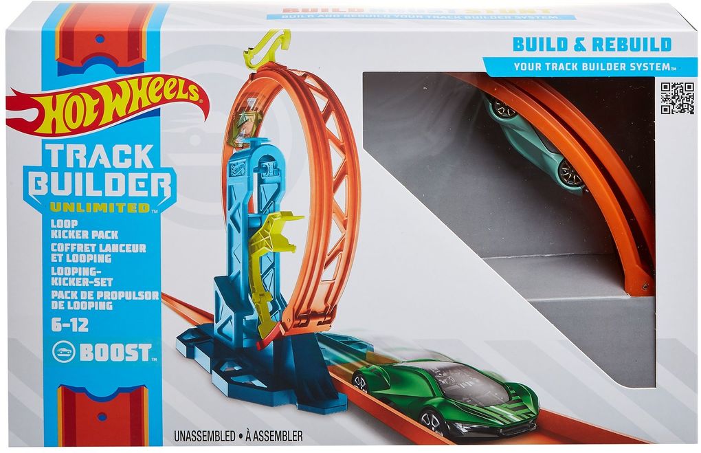 Mattel - Hot Wheels Track Builder Unlimited Looping-Kicker-Set inkl. 1 Spielzeugauto