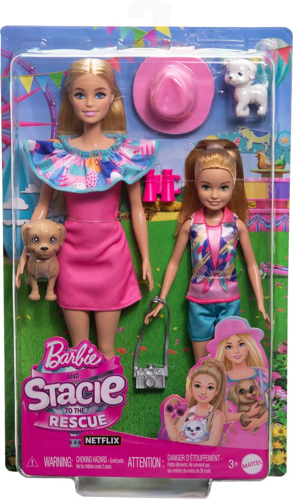 Barbie - und Stacie Schwestern Puppenset mit 2 Hunden und Zubehör