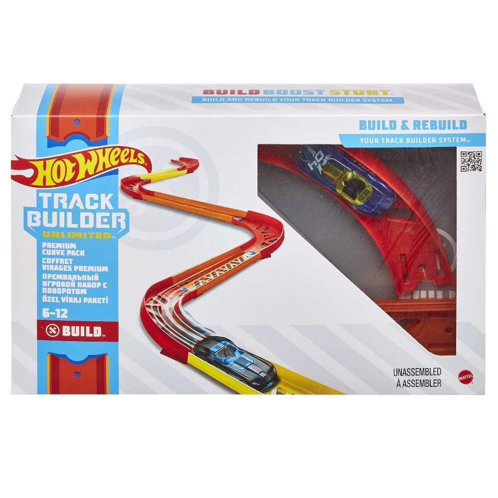Mattel - Hot Wheels Track Builder Unlimited Premium-Kurven-Set inkl. 1 Spielzeugauto