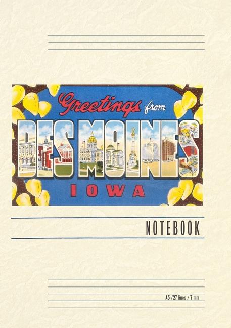 Vintage Lined Notebook Greetings from Des Moines