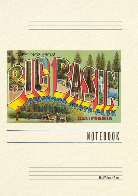 Vintage Lined Notebook Greetings from Big Basin California