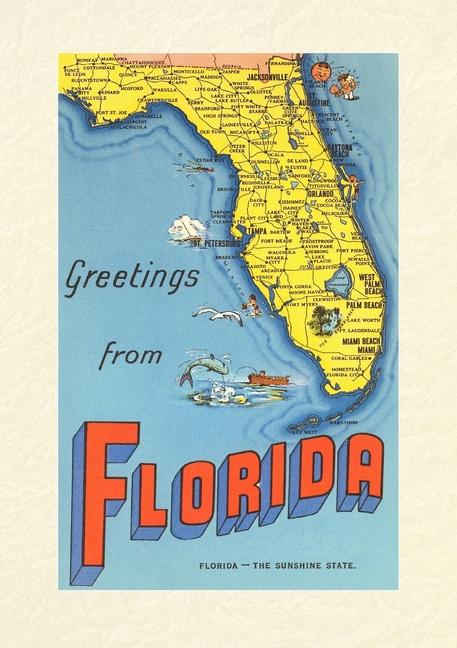 Vintage Lined Notebook Greetings from Florida Map