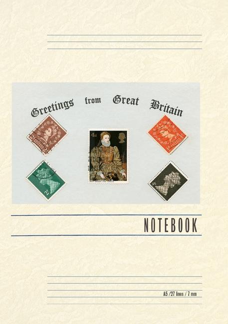 Vintage Lined Notebook Greetings from Great Britain Stamps