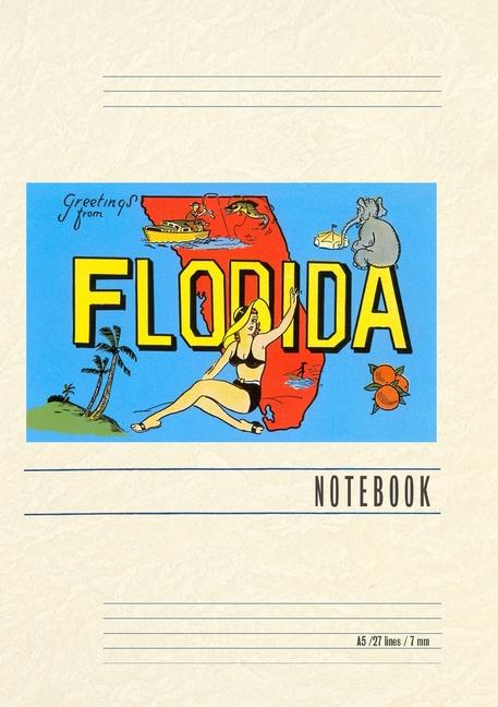 Vintage Lined Notebook Greetings from Florida Map