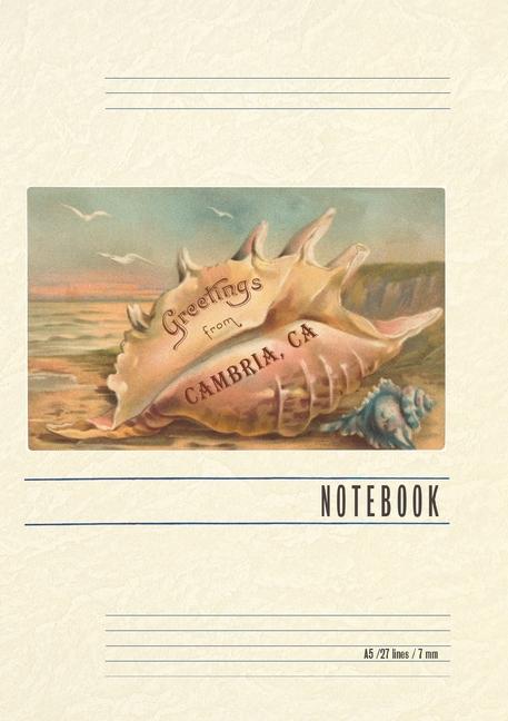 Vintage Lined Notebook Conch Shell Greetings from Cambria