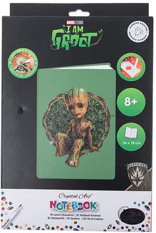 Craft Buddy CANJ-MCU922 - Crystal Art Notebook Marvel Groot Notizbuch 26x18cm Kristallkunst-Bastelset