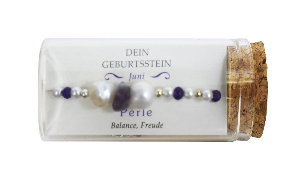 'Juni' Geburtsstein Armband im Gläschen