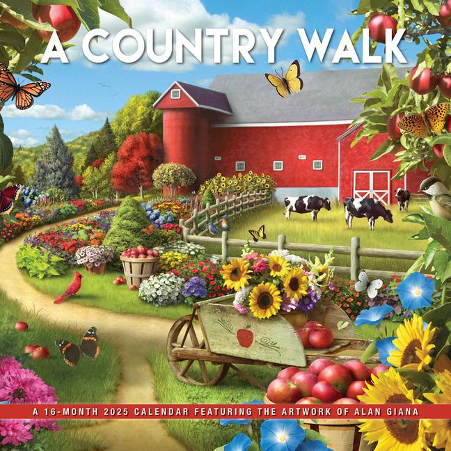 A Country Walk 2025 12 X 24 Inch Monthly Square Wall Calendar Featuring the Artwork of Alan Giana Plastic-Free